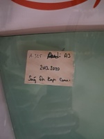 Audi	A-3 	Sağ Ön Kapı Camı	2012-2020 	(Stok Kodu:	A-325 )