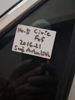 Honda	Civic Fc5	Sağ Arka Kelebek Camı	2016-2021	(Stok Kodu:	Ho-8)