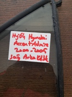 Hyundai	Accent Admire	2000-2005	Sağ Arka Kelebek Camı	(Stok Kodu:	Hy-64)