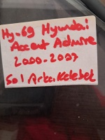 Hyundai	Accent Admire	2002-2005	Sol Arka Kelebek Camı	(Stok Kodu:	Hy-69)