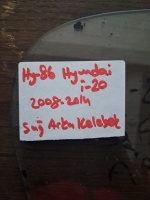Hyundai 	i-20 	2008-2014	Sağ Arka Kelebek Camı	(Stok Kodu:	Hy-86)