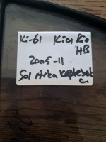 Kia 	Rio HB	Sol Arka Kelebek Camı	2005-2011	(Stok Kodu:	Ki-61)