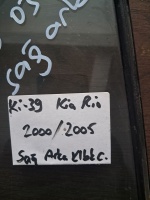 Kia 	Rio	Sağ Arka Kelebek Camı	2000-2005	(Stok Kodu:	Ki-39)