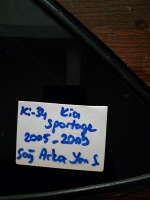 Kia 	Sportage	Sağ Arka Kelebek Camı	2005-2009	(Stok Kodu:	Ki-34)