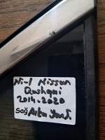 Nissan	Qashqai	Sağ Arka Yan Sabit Camı	2014-2020	(Stok Kodu:	Ni-1)