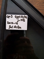 Opel	Astra J-HB 	Sol Arka Kelebek Camı	2010-2016	(Stok Kodu:	Op-3)