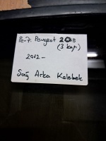 Peugeot	208 (3 Kapı)	Sağ Arka Kelebek Camı 	2012	(Stok Kodu:	Pe-7)