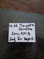Toyota 	Corolla	2012-2019	Sağ Ön Kapı Camı	(Stok Kodu:	To-66)