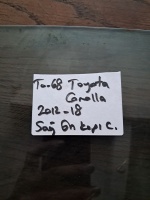 Toyota 	Corolla	2012-2019	Sağ Ön Kapı Camı	(Stok Kodu:	To-68)