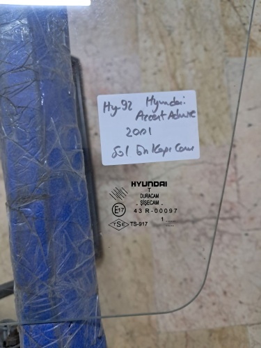 Hyundai 	Accent   Admire	2001	Sol Ön Kapı Camı	(Stok Kodu:	Hy-92)